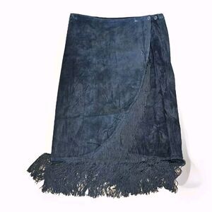 Chico's Navy A-Line Skirt with Fringe Detail